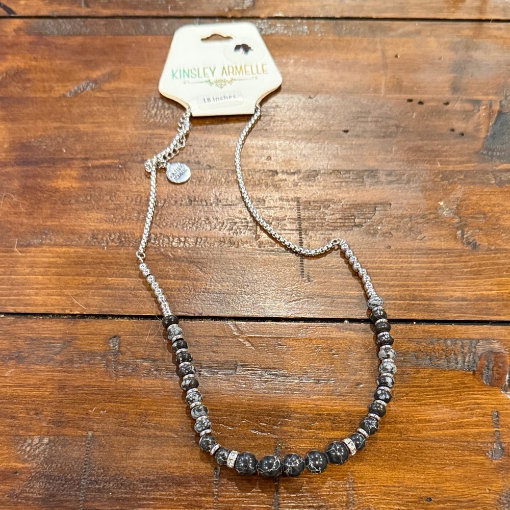 Kinsley Armelle Black and Silver Necklace